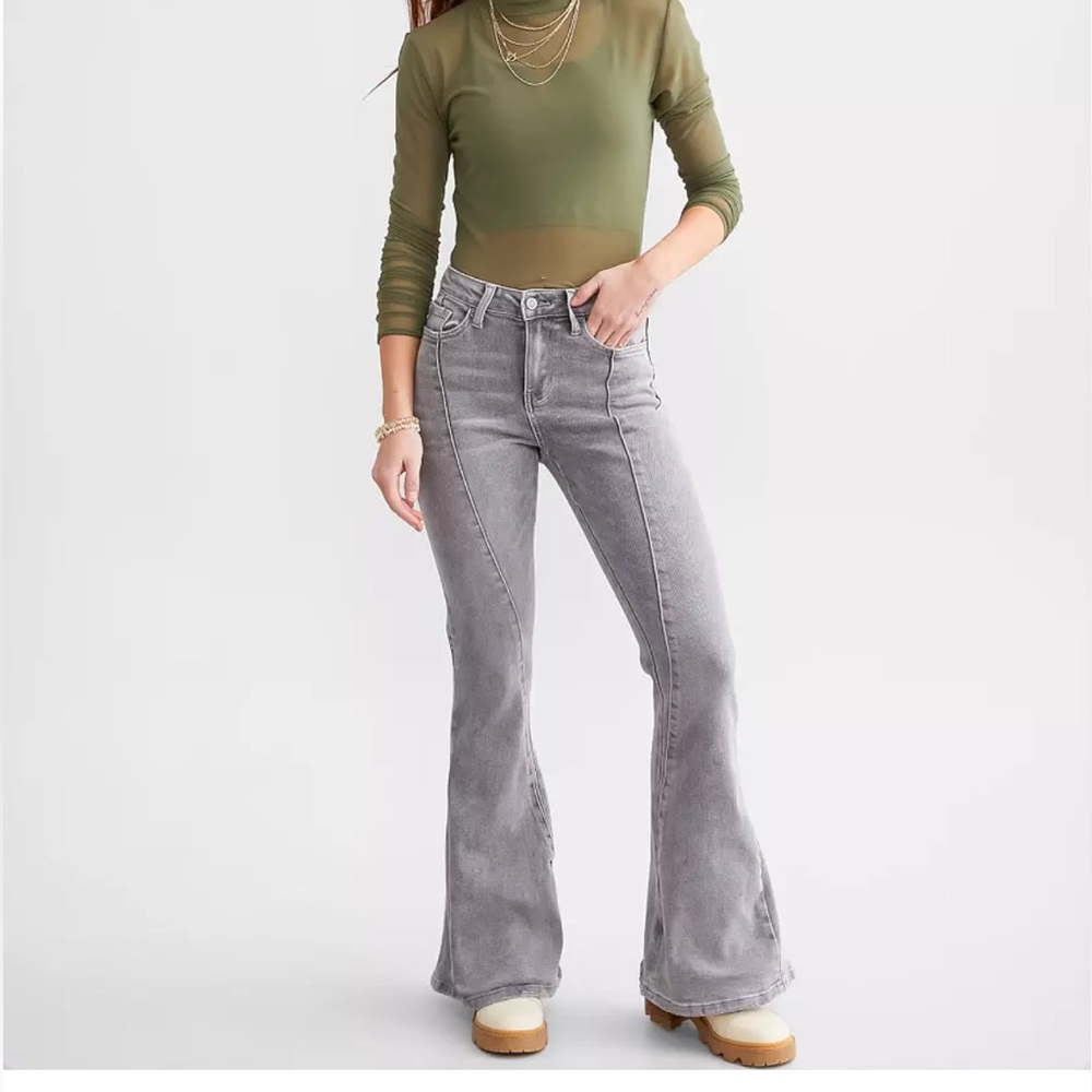 Flying Monkey High Rise Super Flare Stretch Jeans Topnotch Size 30 - Picture 6 of 7